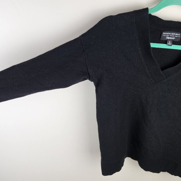 Banana Republic Filpucci Merino Wool Cashmere Slouchy V-Neck Sweater Black sz M - Picture 3 of 8